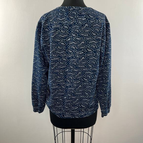 Scotch & Soda Blue White Sweatshirt Geometric Abstract Crew Neck Size Small S - Picture 6 of 9